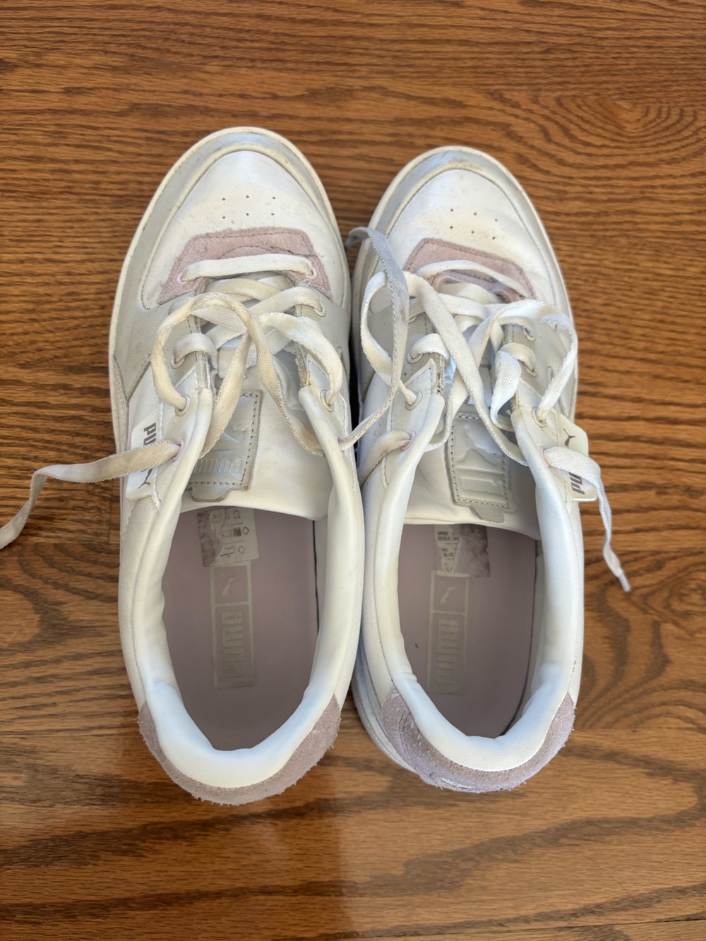 Puma White Sneakers with Pale Pink Accents